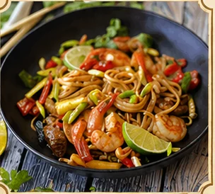 Drunken Noodles with Seafood