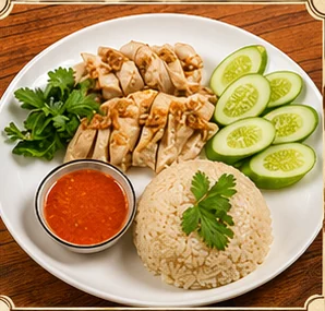Chicken Boiled in Fish Sauce with Rice