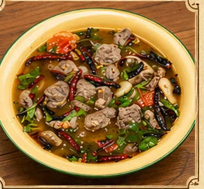 Spicy and sour beef soup